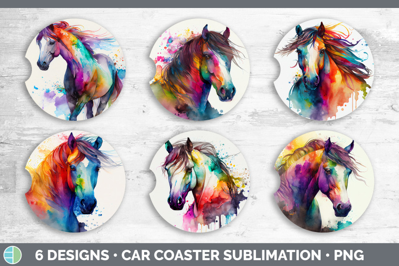 rainbow-horse-car-coaster-sublimation-designs-bundle