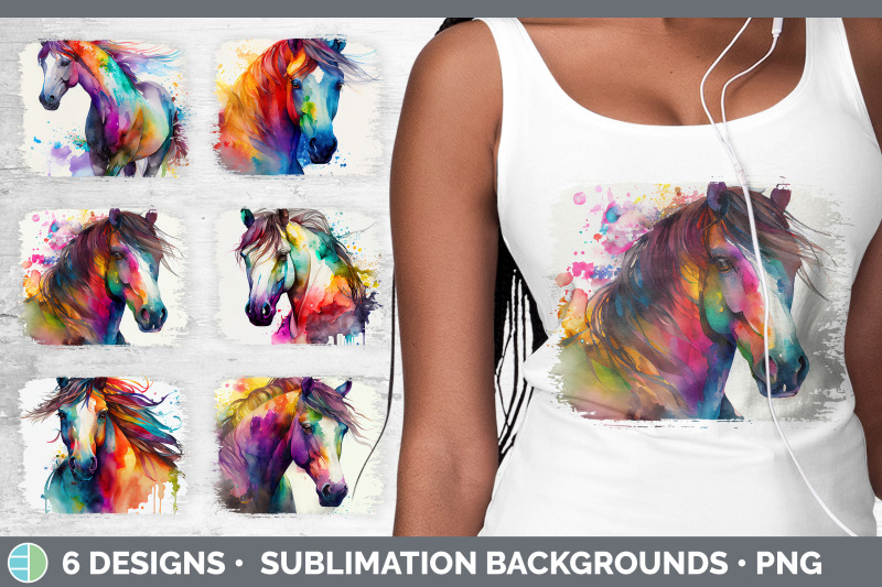 rainbow-horse-distressed-sublimation-background-panel