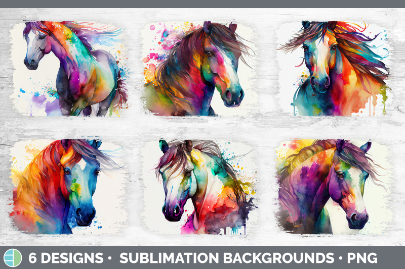 rainbow-horse-distressed-sublimation-background-panel