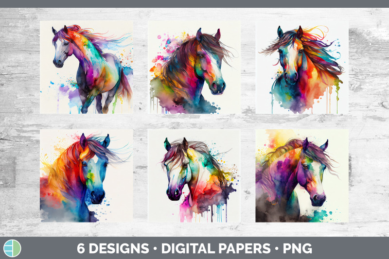 rainbow-horse-backgrounds-digital-scrapbook-papers