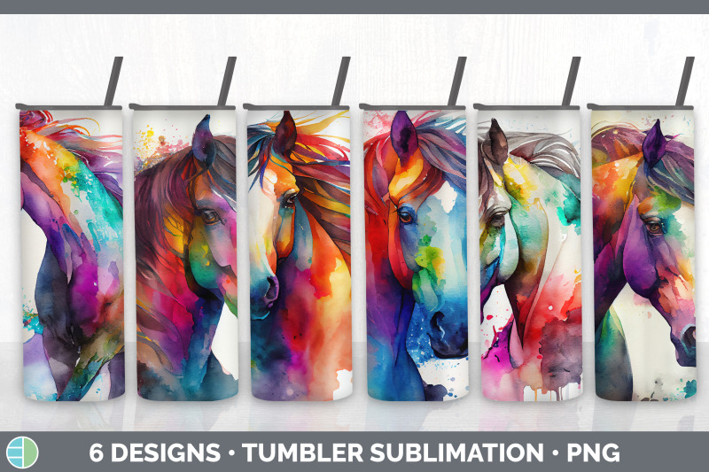 rainbow-horse-tumbler-sublimation-bundle