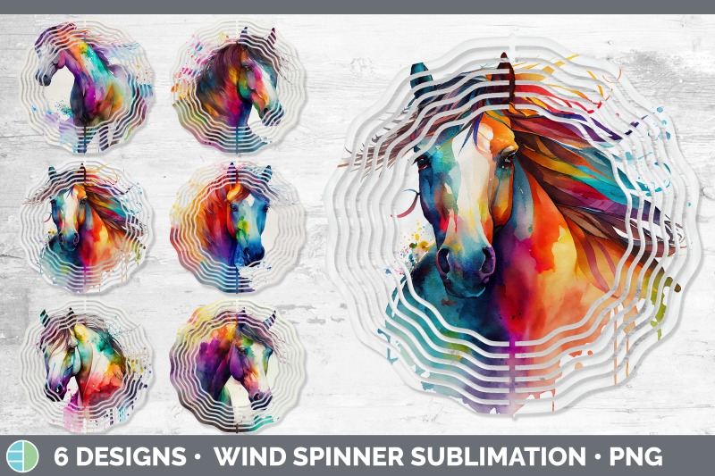 rainbow-horse-wind-spinner-sublimation-designs-bundle