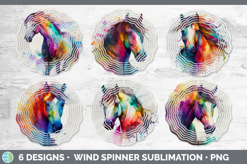 rainbow-horse-wind-spinner-sublimation-designs-bundle