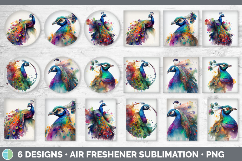 rainbow-peacocks-air-freshener-sublimation-designs-bundle