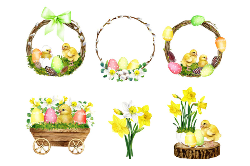easter-clipart-baby-chicks-easter-wreath