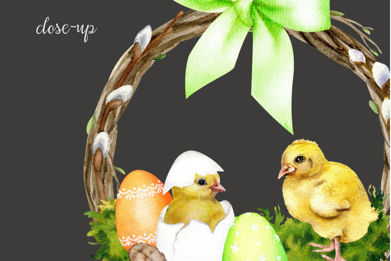 easter-clipart-baby-chicks-easter-wreath