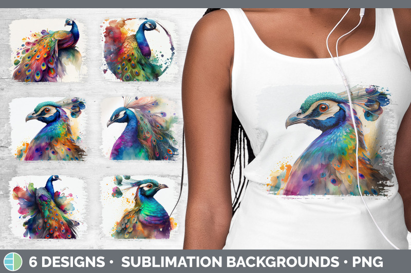 rainbow-peacocks-distressed-sublimation-background-panel