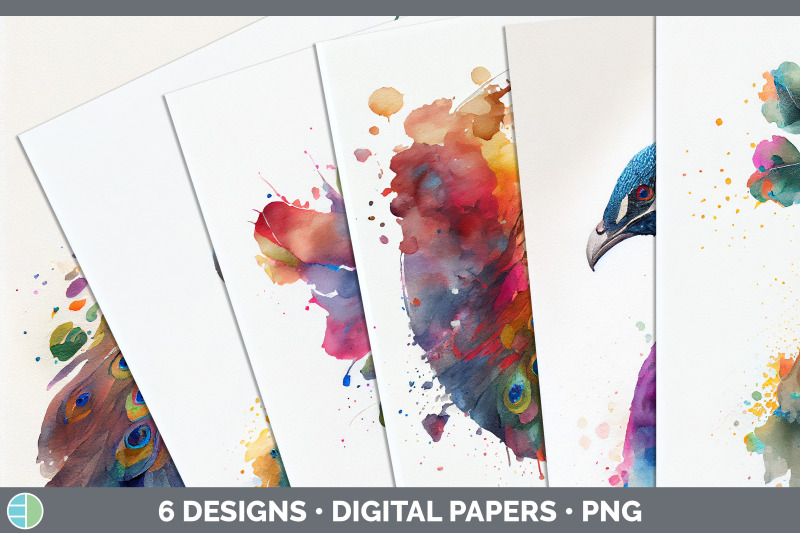 rainbow-peacocks-backgrounds-digital-scrapbook-papers