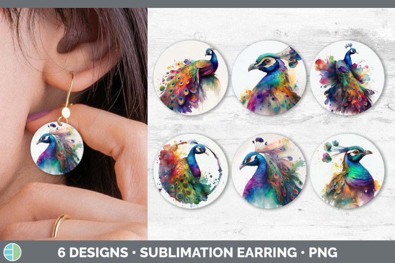 rainbow-peacocks-round-earring-sublimation-designs-bundle