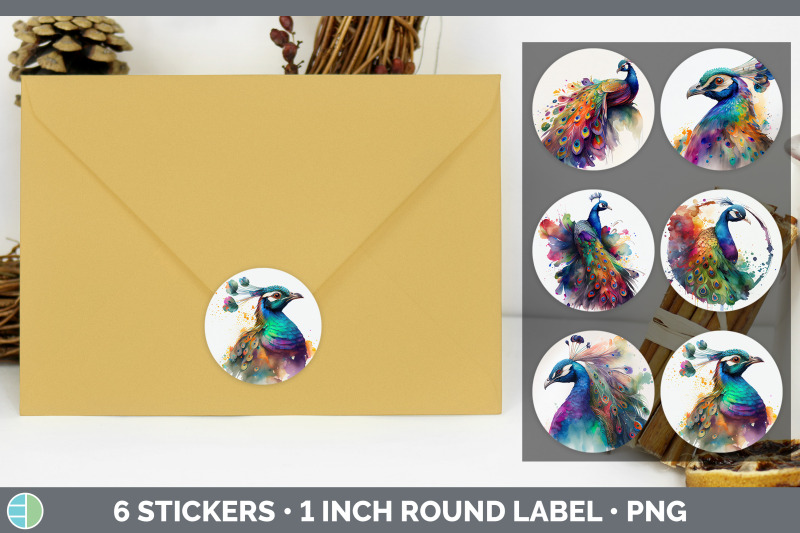 rainbow-peacock-stickers-sticker-1in-round-labels-png-designs