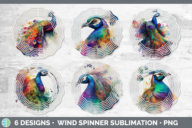 rainbow-peacocks-wind-spinner-sublimation-designs-bundle