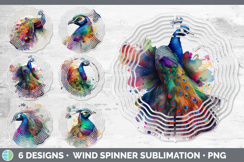 rainbow-peacocks-wind-spinner-sublimation-designs-bundle