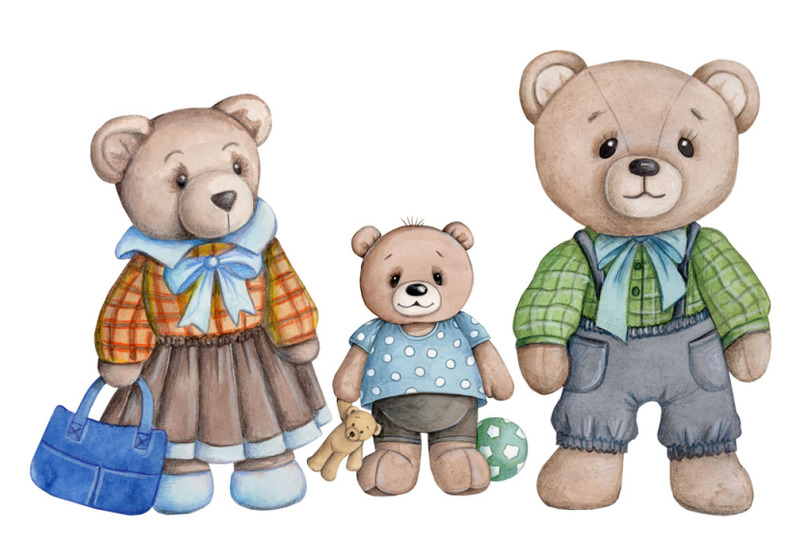 fun-teddy-bears-family-watercolor-illustration-for-children