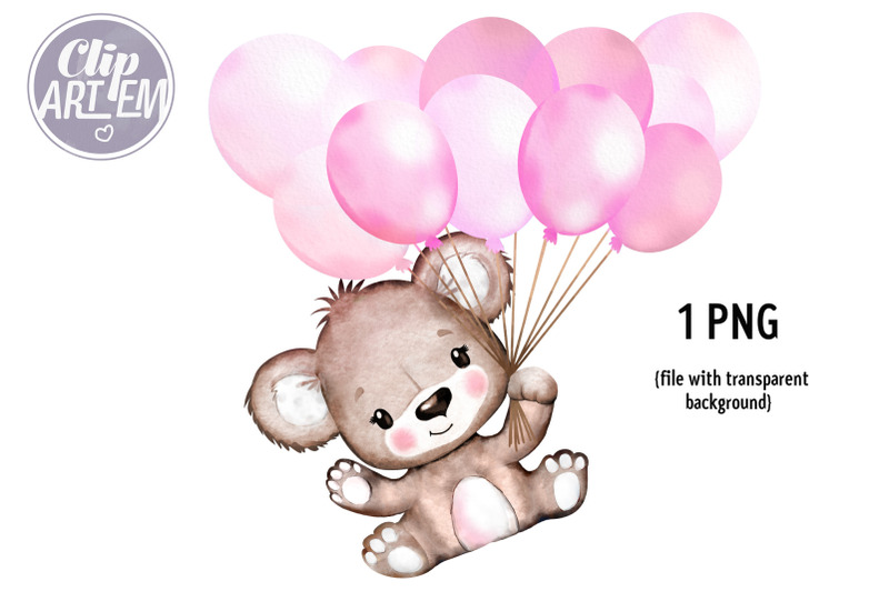 cute-girl-bear-with-balloons-pink-watercolor-png-image-clip-art