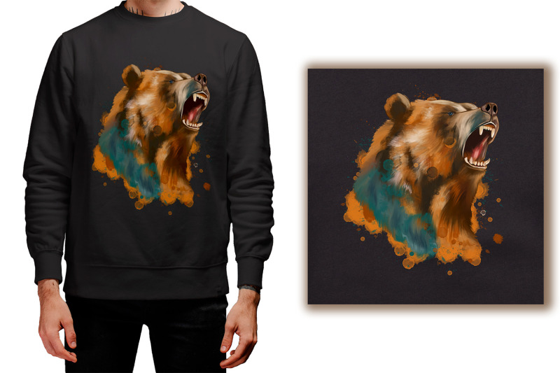 rainbow-bear-sublimation-grizly-bear-png-design