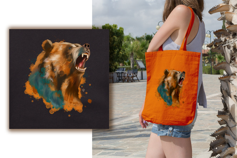 rainbow-bear-sublimation-grizly-bear-png-design