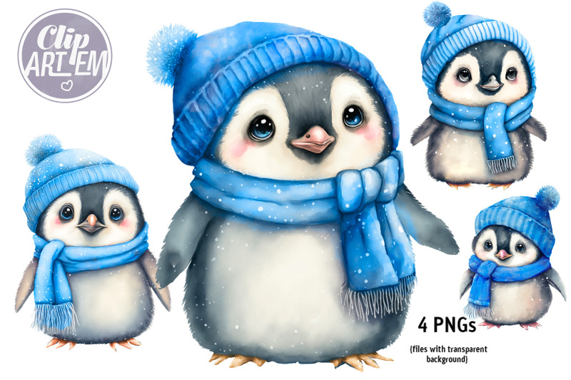 boy-penguin-blue-winter-hat-watercolor-png-clip-art-bundle