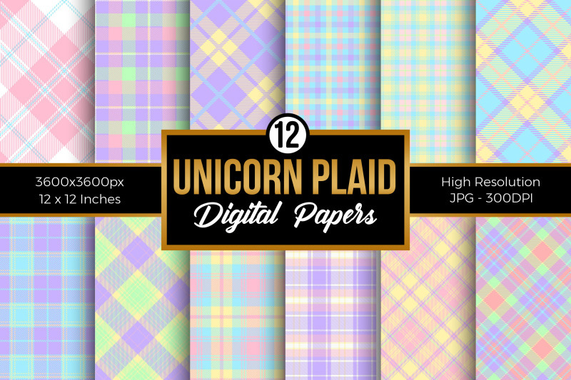 unicorn-plaid-digital-papers