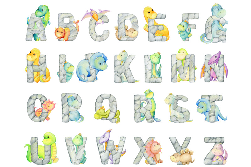 cute-dinosaurs-watercolor-letters-dino-alphabet-clipart-animals-alph