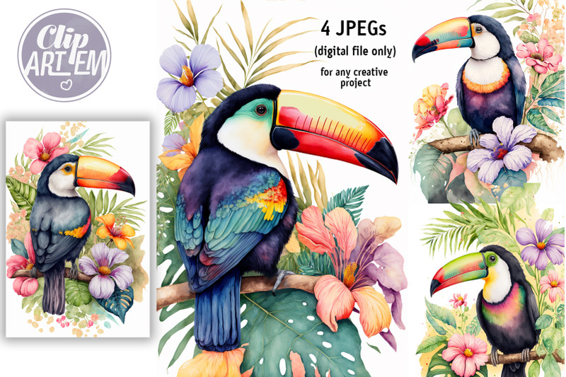 toucans-watercolor-wall-art-tropical-flowers-images-4-jpeg