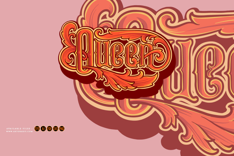 vintage-lettering-word-queen-illustrations