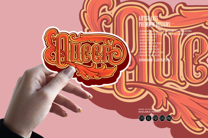 vintage-lettering-word-queen-illustrations