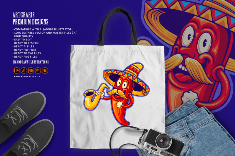 cinco-de-mayo-mexican-mustache-chilli-trumpet-logo-illustrations