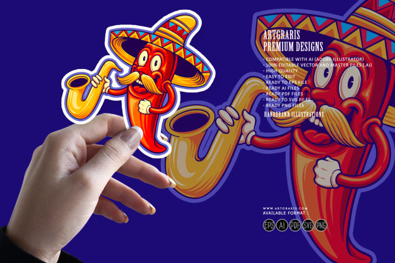 cinco-de-mayo-mexican-mustache-chilli-trumpet-logo-illustrations