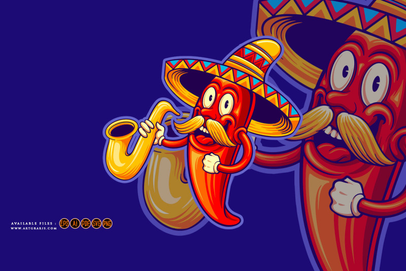 cinco-de-mayo-mexican-mustache-chilli-trumpet-logo-illustrations