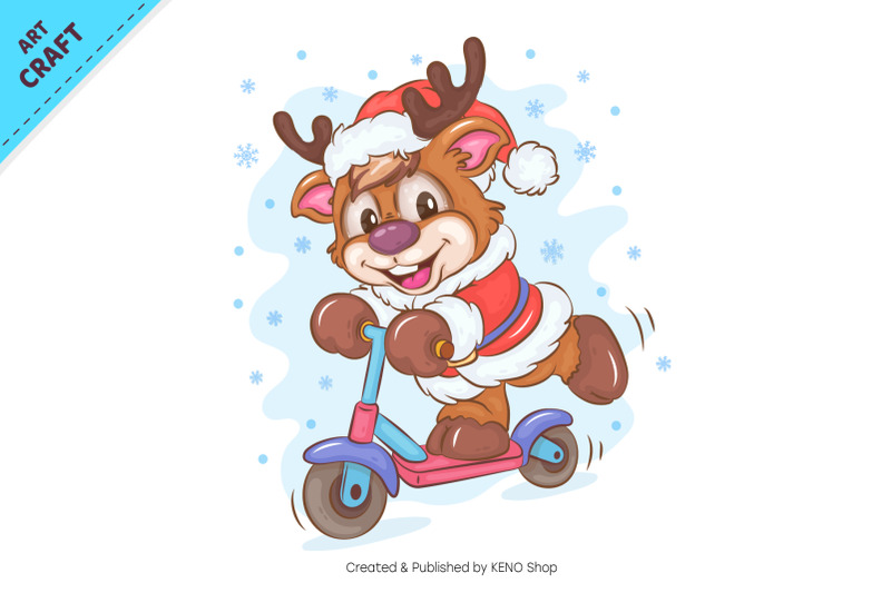 cartoon-deer-on-scooter-clipart