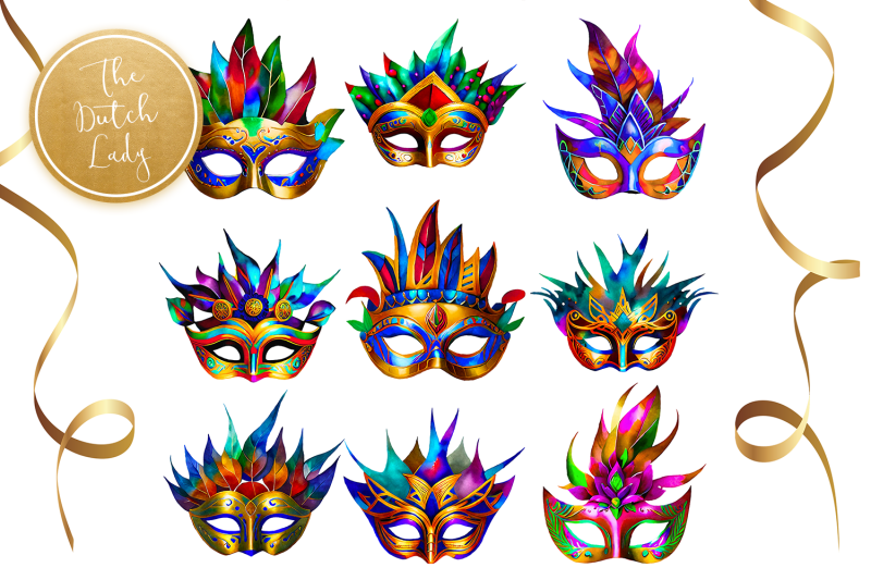 carnival-mardi-gras-mask-clipart-set