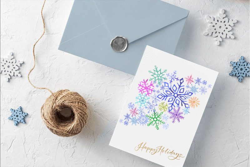 watercolor-snowflake-compositions