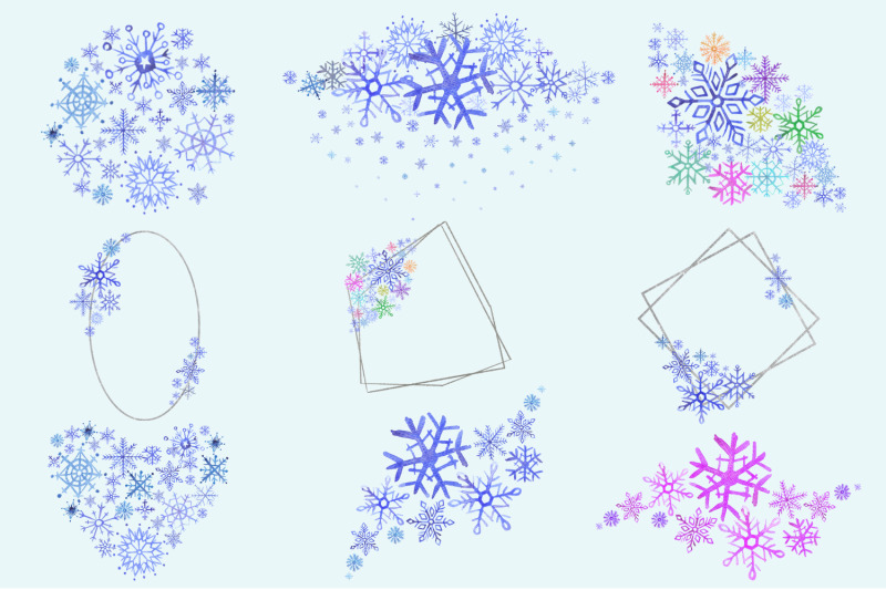 watercolor-snowflake-compositions
