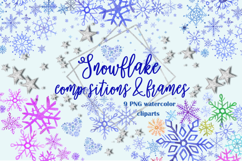 watercolor-snowflake-compositions