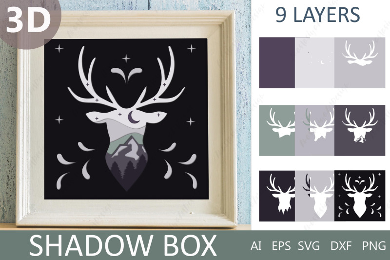 deer-layered-3d-papercut-deer-shadow-box-3d-mountain