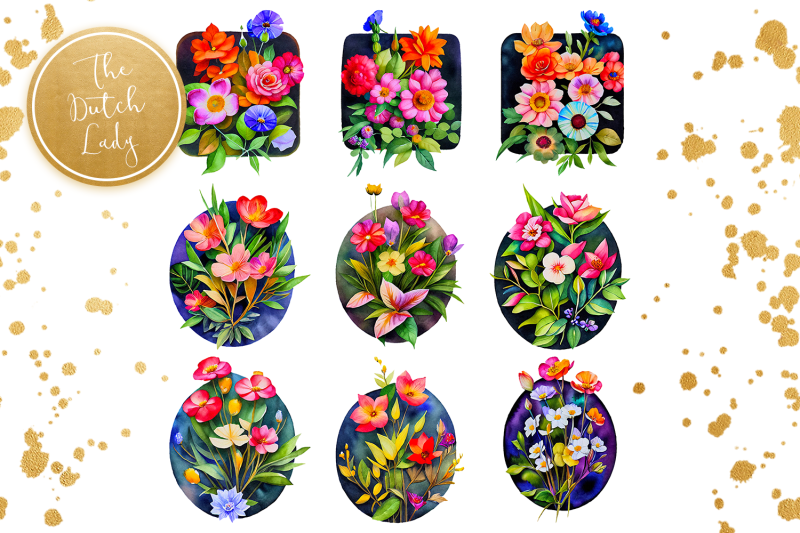 botanical-flower-sticker-clipart-set