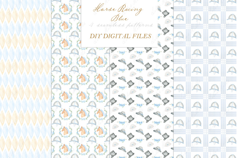 horse-racing-blue-kentucky-derby-party-diy-digital-clipart