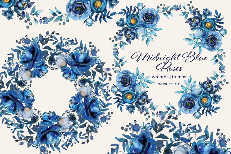 watercolor-midnight-blue-floral-clipart