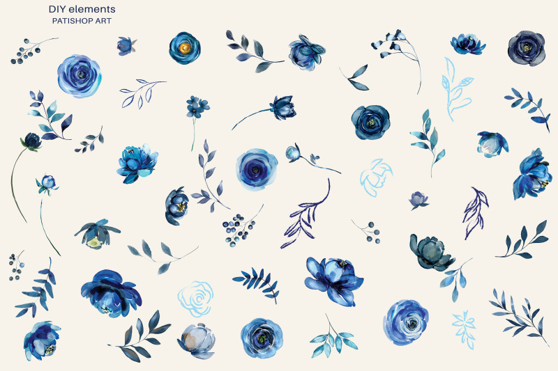watercolor-midnight-blue-floral-clipart