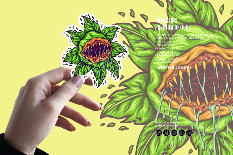 carnivorous-monster-plant-cartoon-illustrations