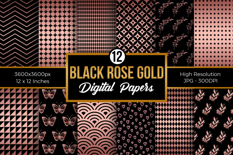 black-and-rose-gold-digital-papers