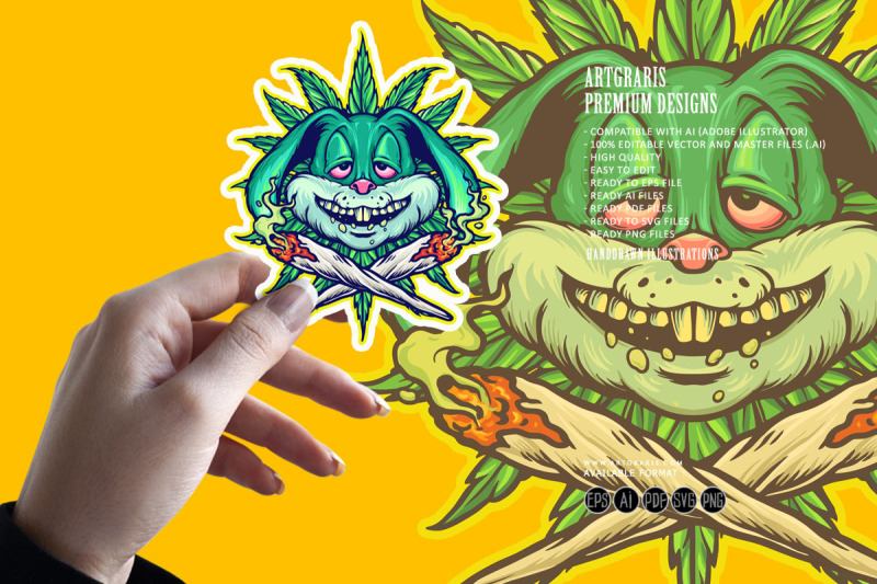 bunny-weed-leaf-joint-smoking-cannabis-illustrations