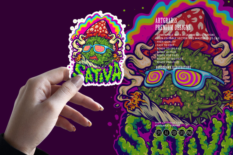 psychedelic-mushrooms-sativa-hand-lettering-illustrations