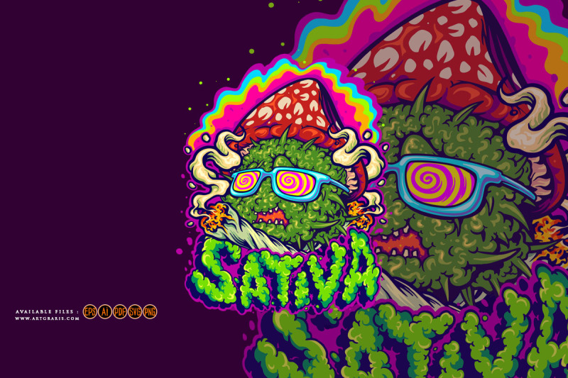 psychedelic-mushrooms-sativa-hand-lettering-illustrations