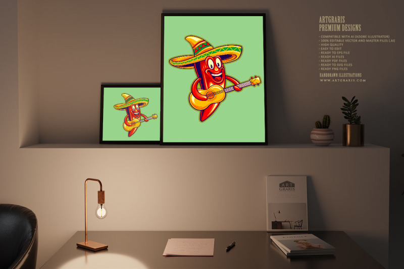 chilli-pepper-cinco-de-mayo-mexican-guitar-illustrations