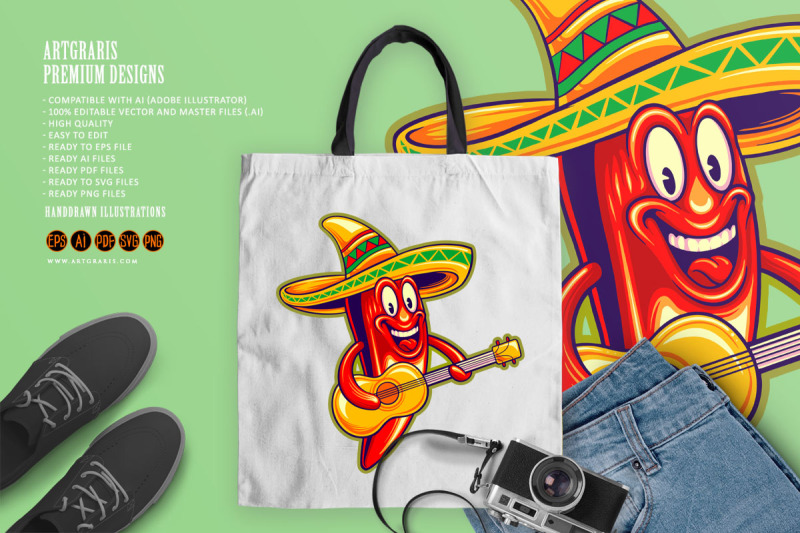 chilli-pepper-cinco-de-mayo-mexican-guitar-illustrations