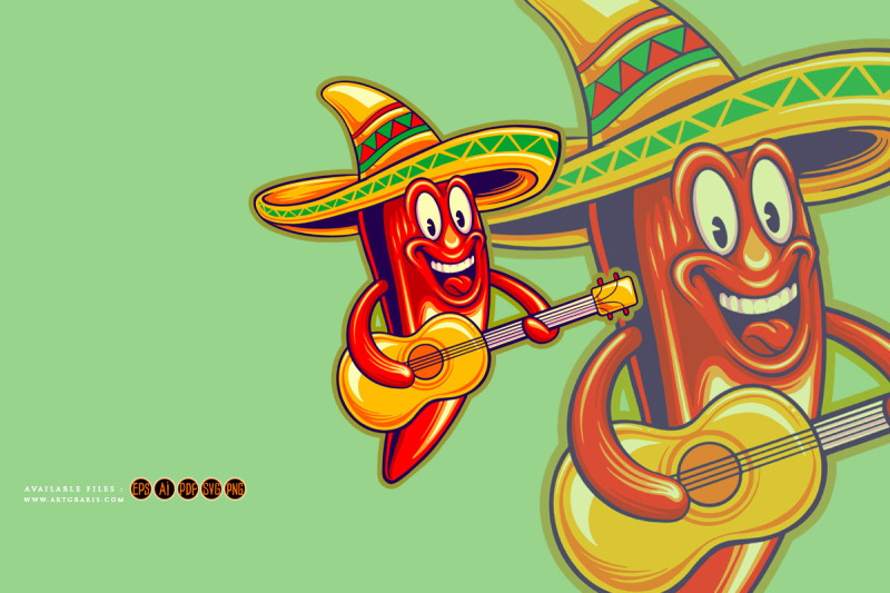 chilli-pepper-cinco-de-mayo-mexican-guitar-illustrations