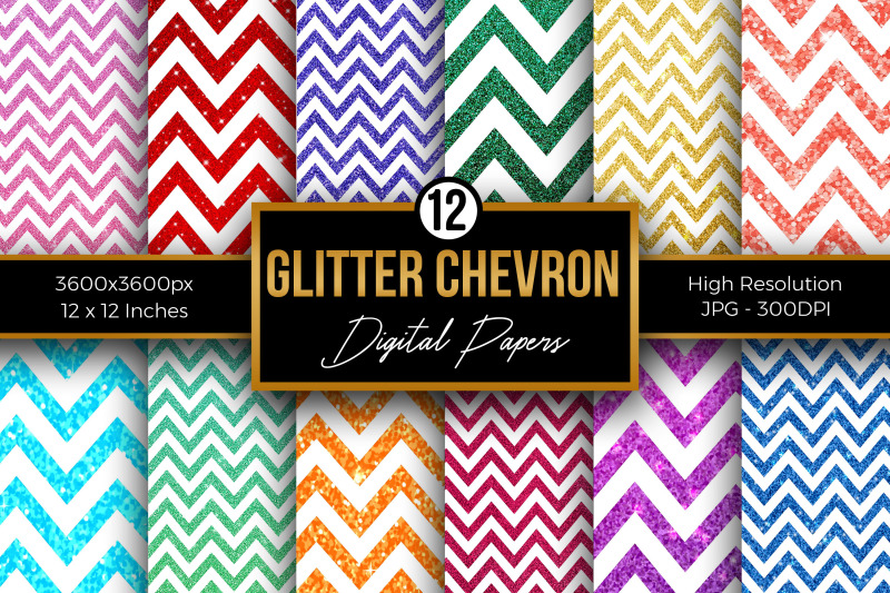 glittery-chevron-digital-papers