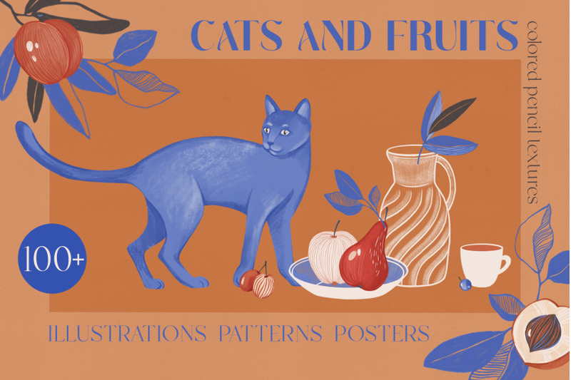 cats-amp-fruits-pencile-illustrations