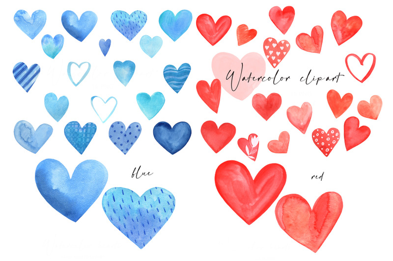 watercolor-hearts-set